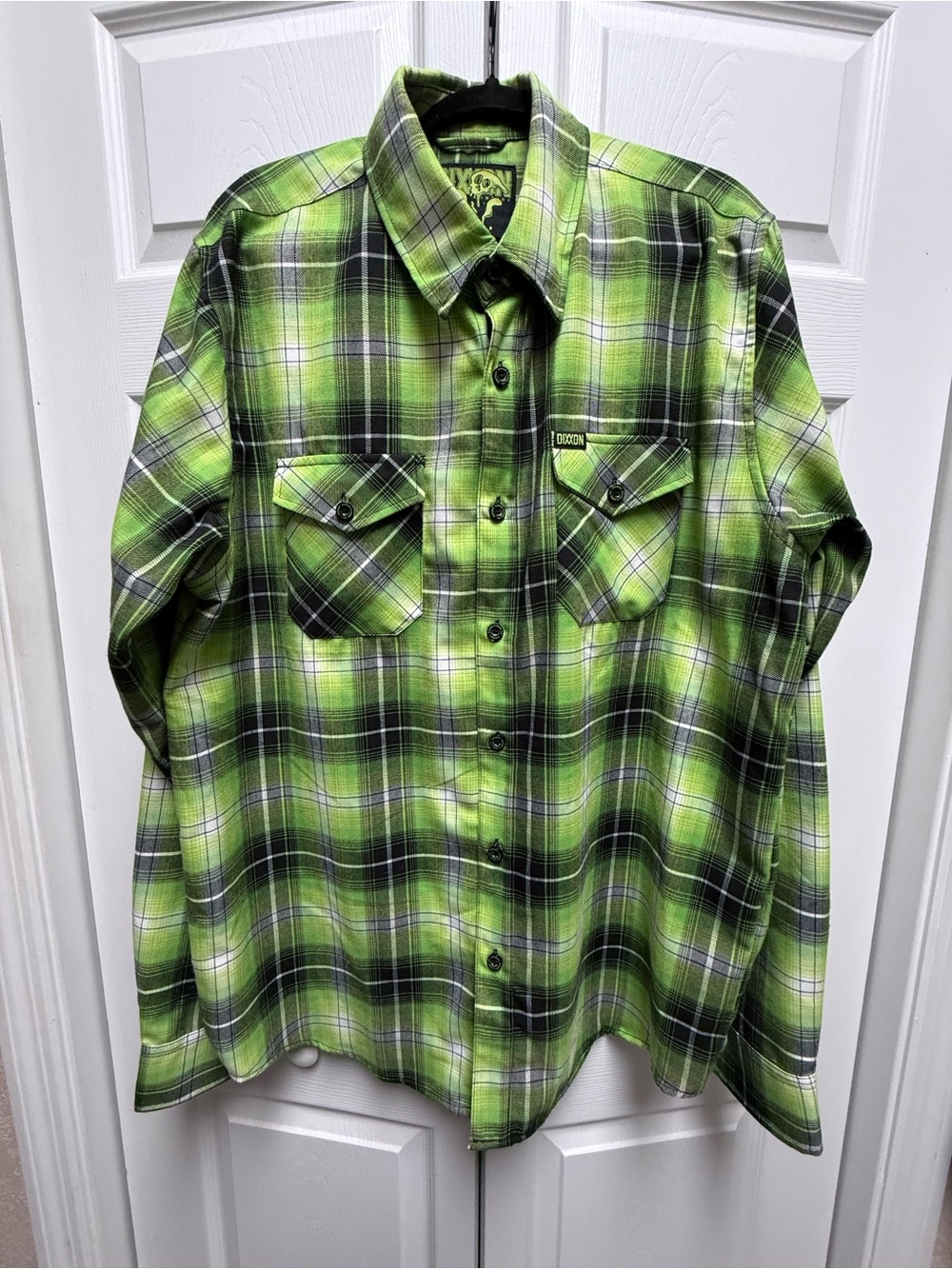 Men's DIXXON Arsenic Neon Green Plaid Flannel Shirt